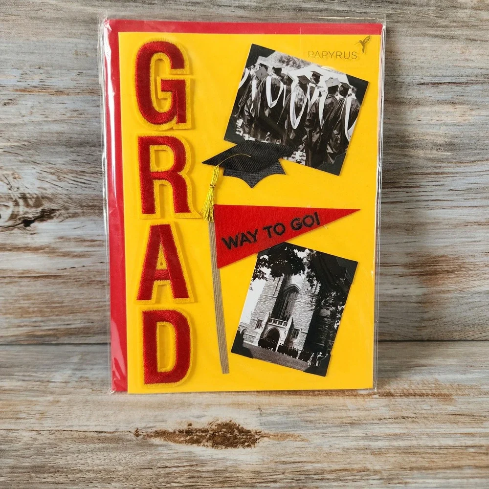 Papyrus Graduation Card 3D Chenille Grad Letters Way To Go Pennant 12086610